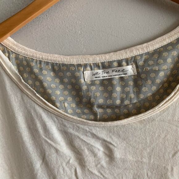 Free People Jade Ivory Contrast Balloon Sleeve Oversized Blouse Size S Small - Picture 4 of 5